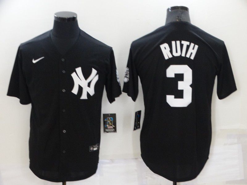 Men New York Yankees #3 Ruth Black Throwback 2022 MLB Jerseys